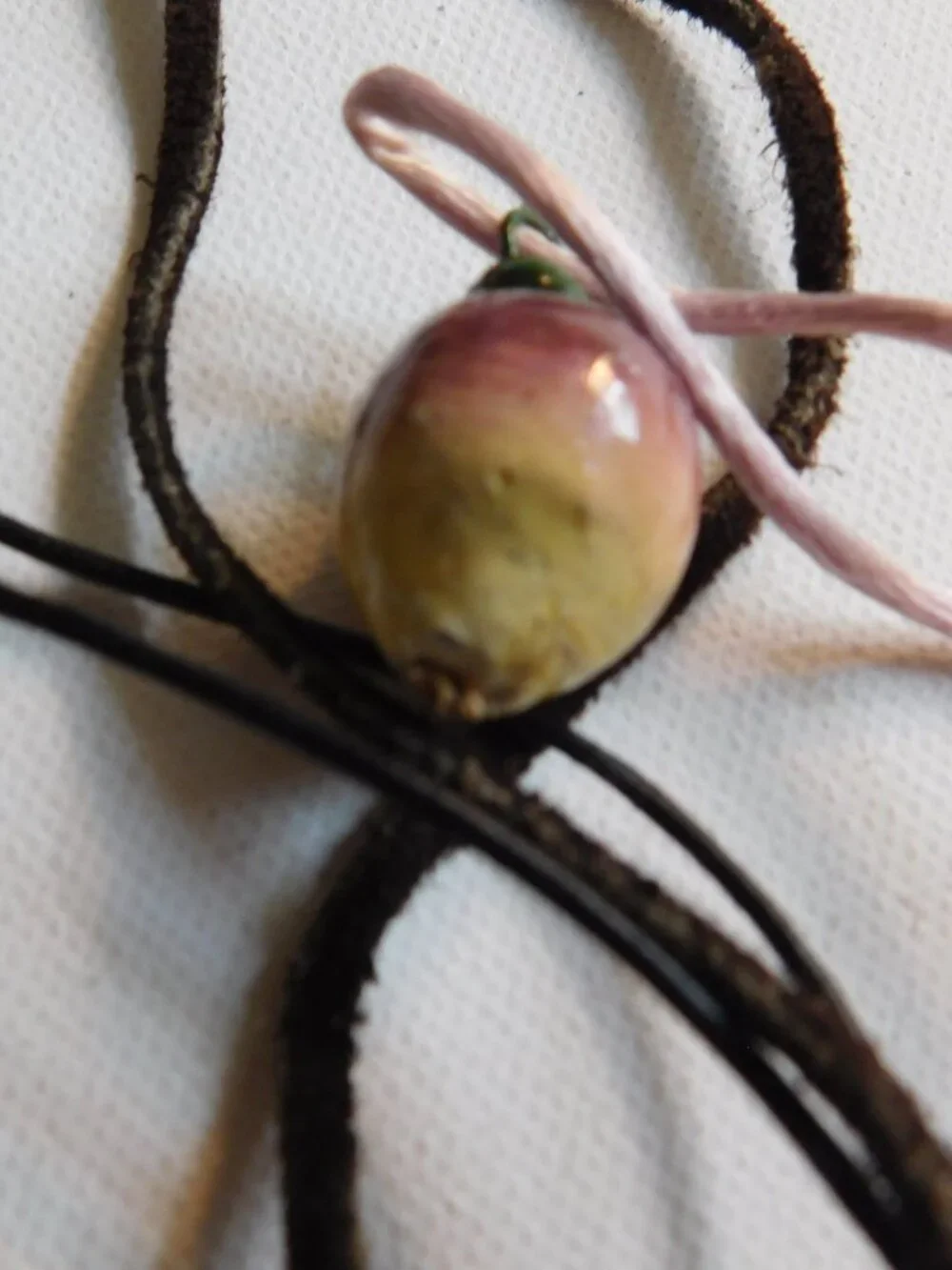 Boho Natural Stone Cord Necklace Lot 3pc Amethyst Quartz Ceramic Suede Choker